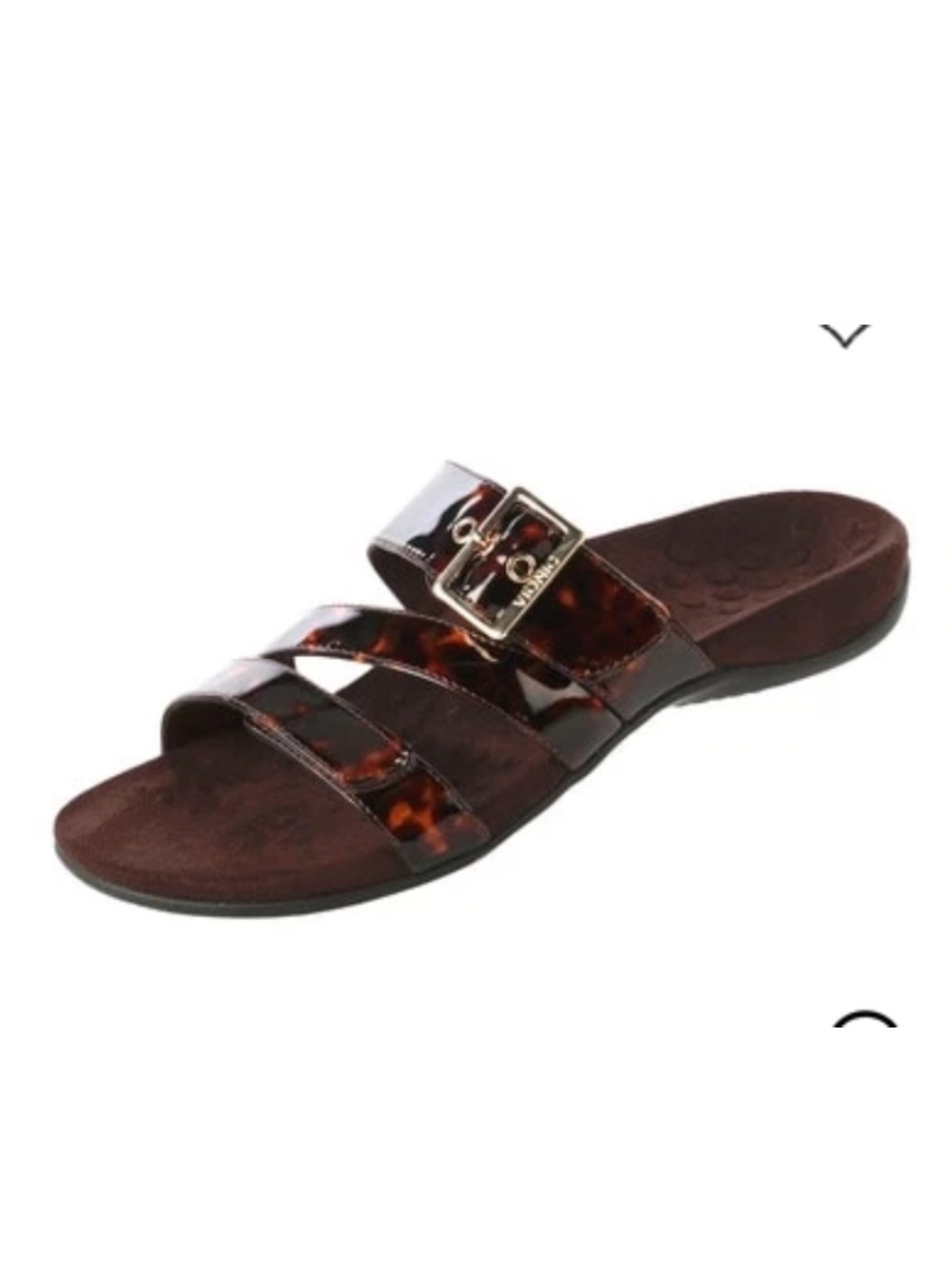Vionic Skylar Tortoiseshell Patent Slide Sandals Brown Womens 9 Support Orthotic - Picture 15 of 15